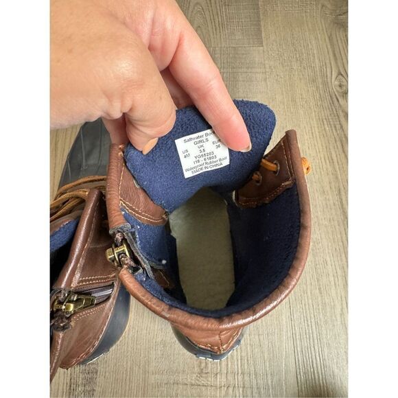 Sperry Top-Sider Girls Style STS91175 Duck Boots Saltwater - Brown Size US 4M - Picture 11 of 13